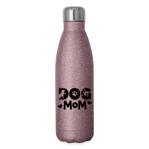 6797 Dog Mom in Black 17oz INSULATED WATER BOTTLE - pink glitter