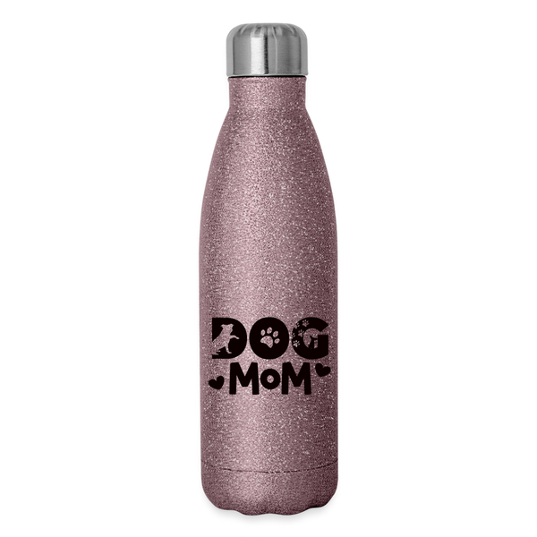 6797 Dog Mom in Black 17oz INSULATED WATER BOTTLE - pink glitter