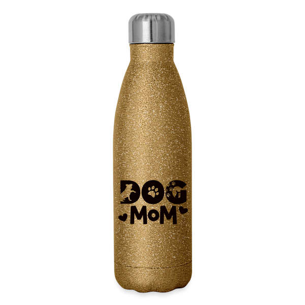 6797 Dog Mom in Black 17oz INSULATED WATER BOTTLE - gold glitter