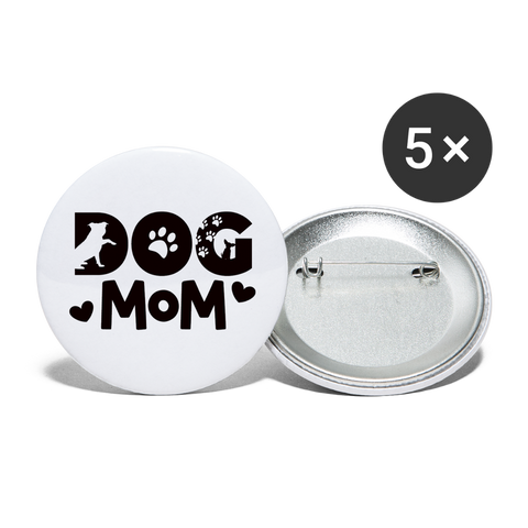 6797 Dog Mom in Black 5pk of 1" BUTTONS - white