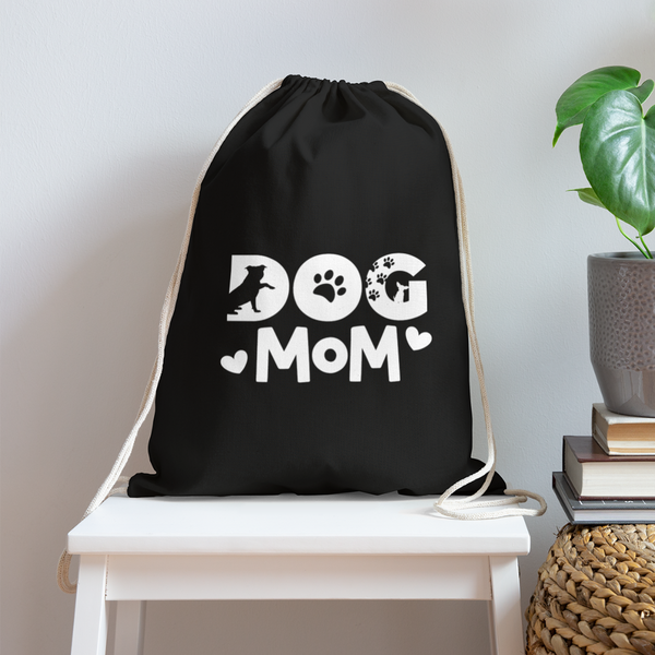 6797 Dog Mom COTTON DRAWSTRING BAG - black