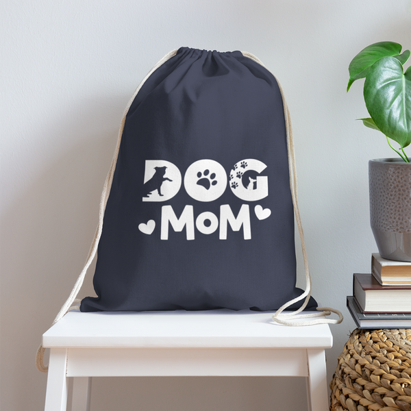 6797 Dog Mom COTTON DRAWSTRING BAG - navy