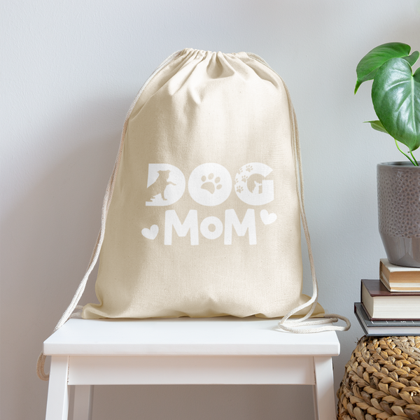 6797 Dog Mom COTTON DRAWSTRING BAG - natural