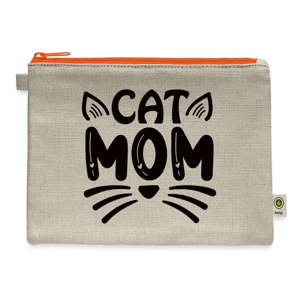 6001 Cat Mom in Black CARRY ALL POUCH - natural/orange