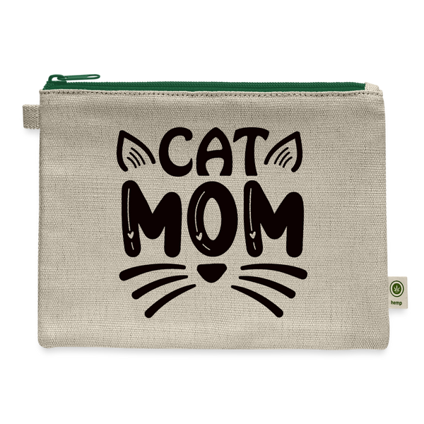 6001 Cat Mom in Black CARRY ALL POUCH - natural/green