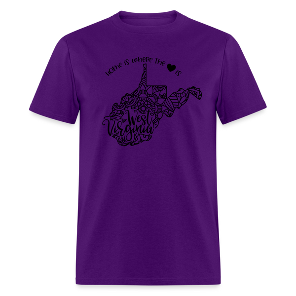 1258 1/4S Home Is West Virginia TSHIRT - purple