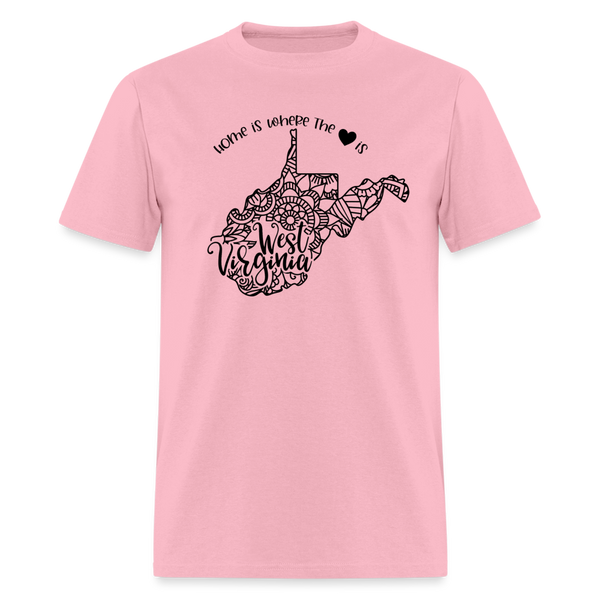 1258 1/4S Home Is West Virginia TSHIRT - pink