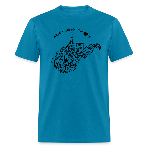 1258 1/4S Home Is West Virginia TSHIRT - turquoise