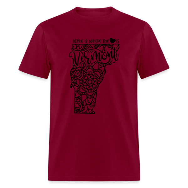 1239 1/4S Home Is Vermont TSHIRT - burgundy