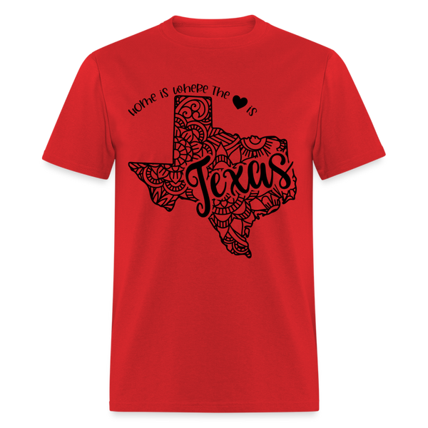 1237 1/4S Home Is Texas TSHIRT - red