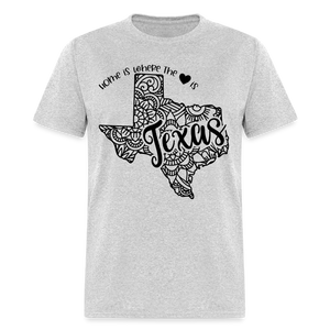 1237 1/4S Home Is Texas TSHIRT - heather gray