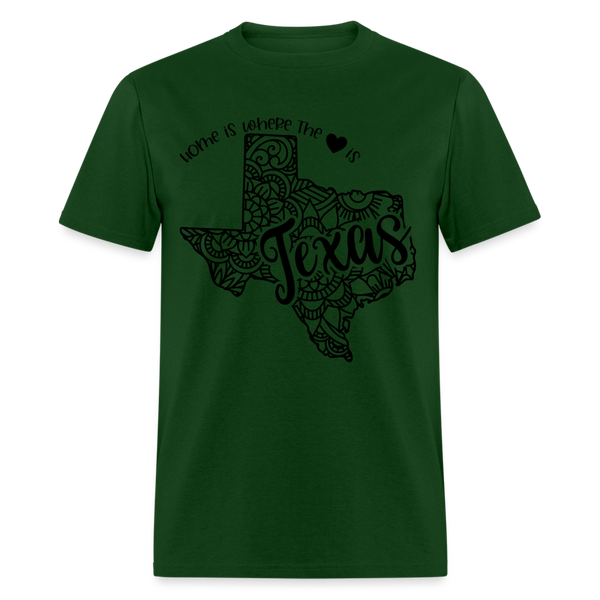 1237 1/4S Home Is Texas TSHIRT - forest green