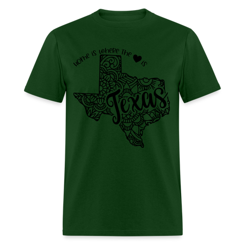 1237 1/4S Home Is Texas TSHIRT - forest green