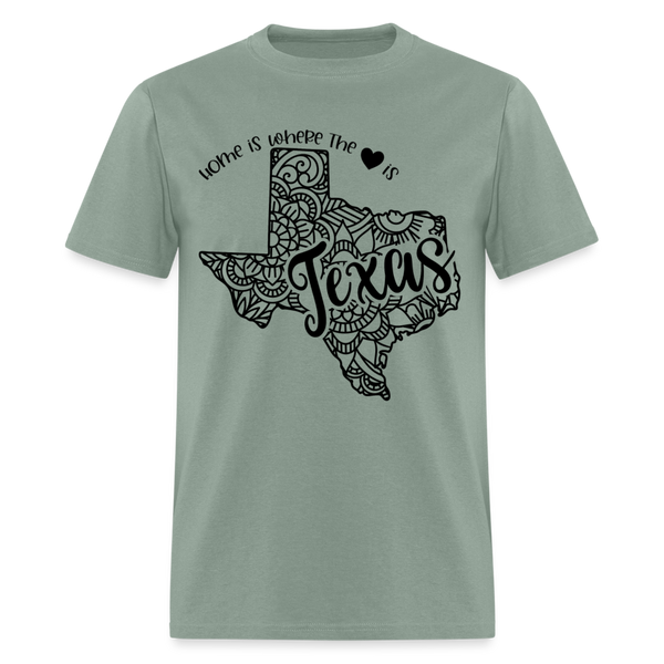 1237 1/4S Home Is Texas TSHIRT - sage