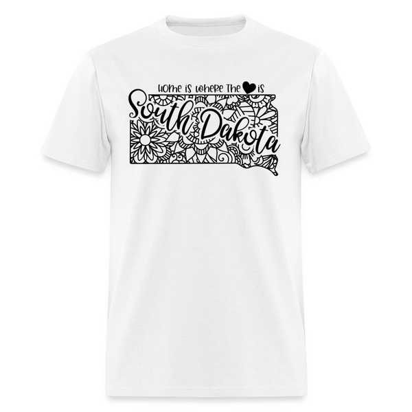 1235 1/4S Home Is South Dakota TSHIRT - white