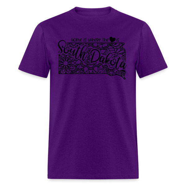 1235 1/4S Home Is South Dakota TSHIRT - purple