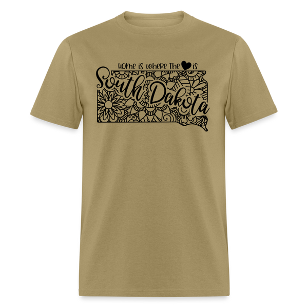 1235 1/4S Home Is South Dakota TSHIRT - khaki