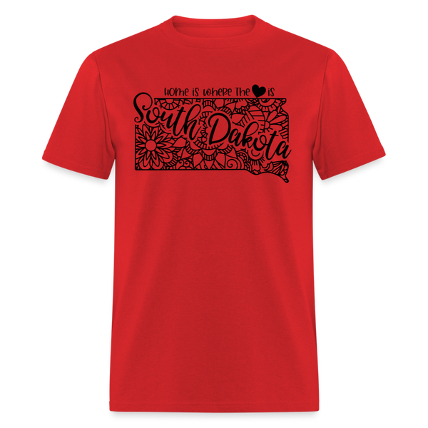 1235 1/4S Home Is South Dakota TSHIRT - red