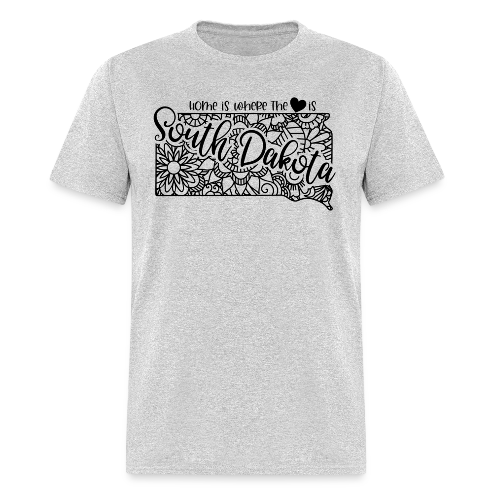 1235 1/4S Home Is South Dakota TSHIRT - heather gray