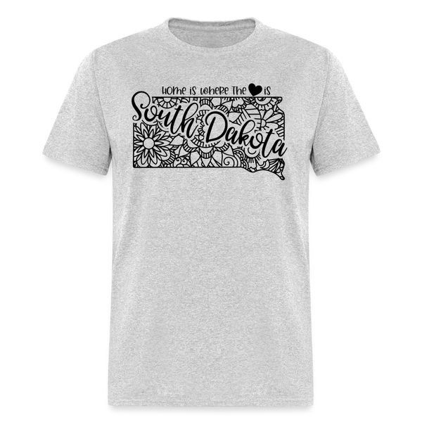 1235 1/4S Home Is South Dakota TSHIRT - heather gray