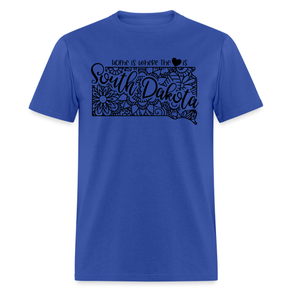 1235 1/4S Home Is South Dakota TSHIRT - royal blue