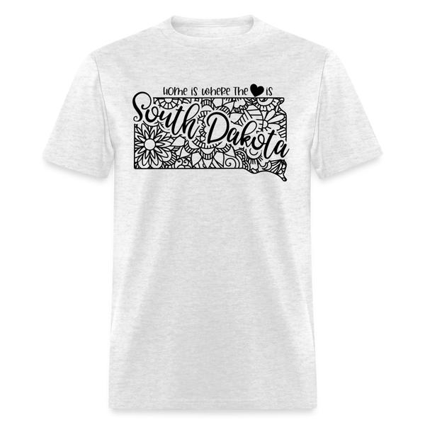 1235 1/4S Home Is South Dakota TSHIRT - light heather gray