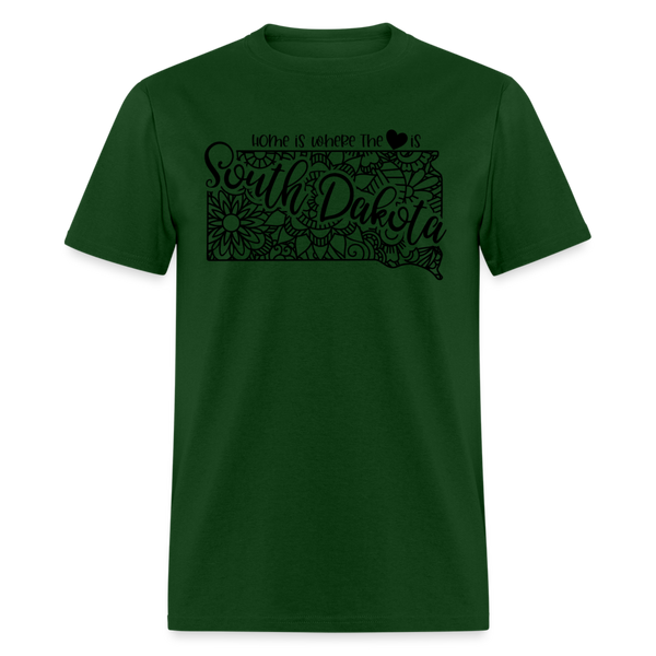 1235 1/4S Home Is South Dakota TSHIRT - forest green