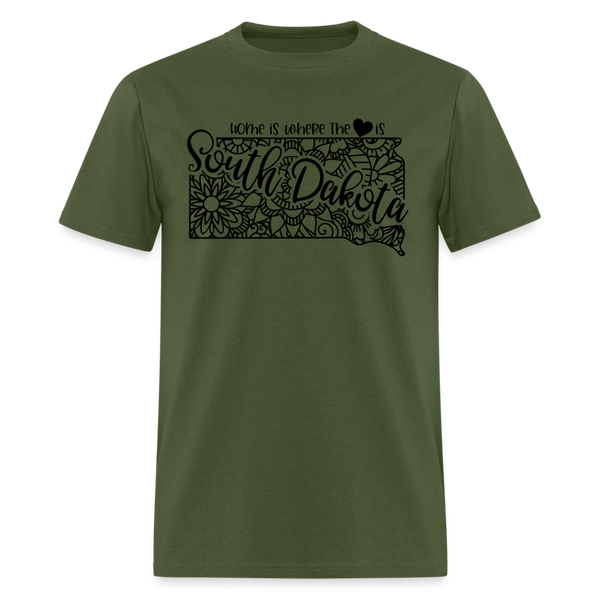 1235 1/4S Home Is South Dakota TSHIRT - military green