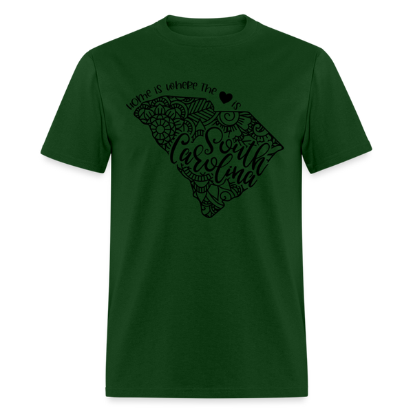 1234 1/4S Home Is South Carolina TSHIRT - forest green