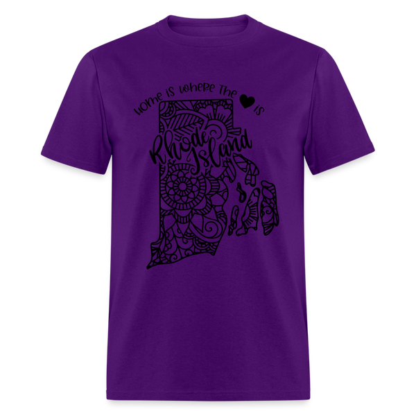 1233 1/4S Home Is Rhode Island TSHIRT - purple