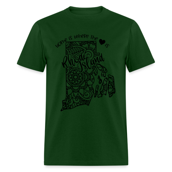 1233 1/4S Home Is Rhode Island TSHIRT - forest green