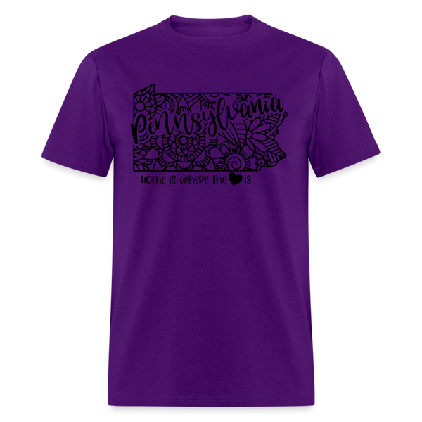 1232 1/4S Home Is Pennsylvania TSHIRT - purple