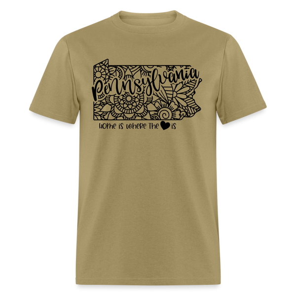 1232 1/4S Home Is Pennsylvania TSHIRT - khaki