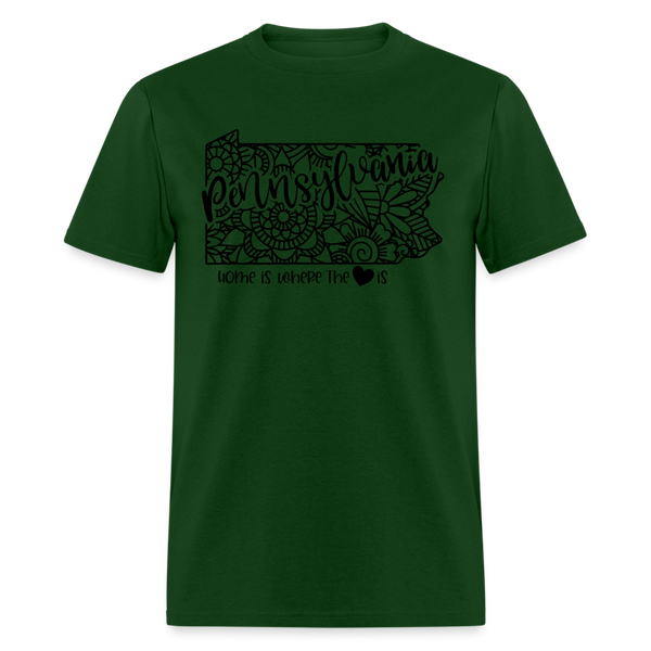 1232 1/4S Home Is Pennsylvania TSHIRT - forest green