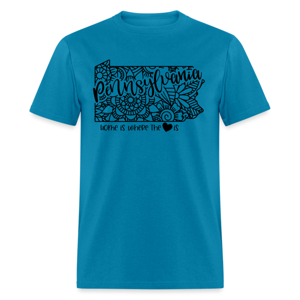 1232 1/4S Home Is Pennsylvania TSHIRT - turquoise