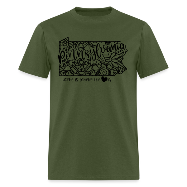 1232 1/4S Home Is Pennsylvania TSHIRT - military green