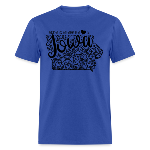 1155 1/4S Home Is Iowa TSHIRT - royal blue