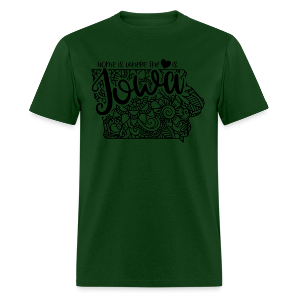 1155 1/4S Home Is Iowa TSHIRT - forest green