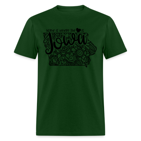 1155 1/4S Home Is Iowa TSHIRT - forest green