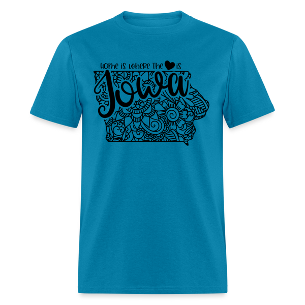 1155 1/4S Home Is Iowa TSHIRT - turquoise