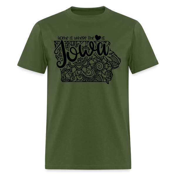 1155 1/4S Home Is Iowa TSHIRT - military green