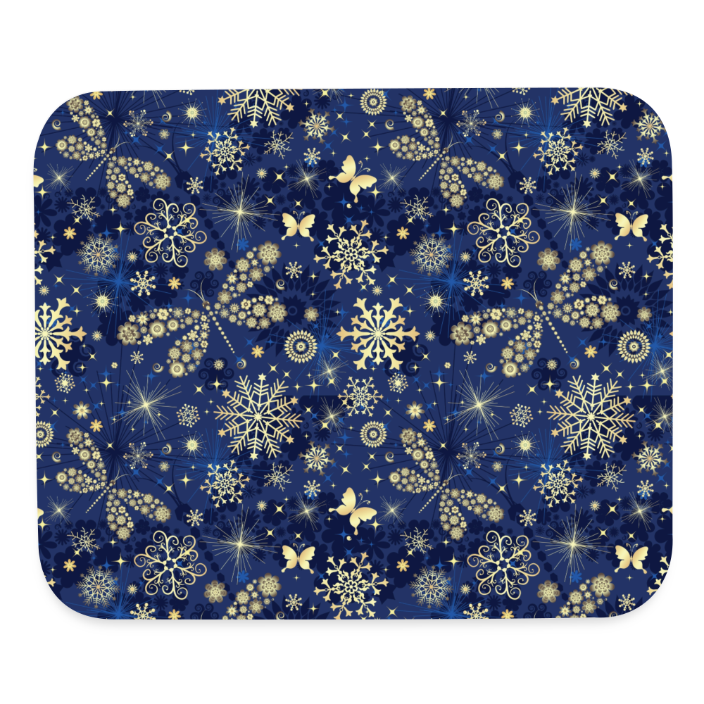 9002 Midnight Blue Dragonflies & Snowflakes MOUSE PAD - white