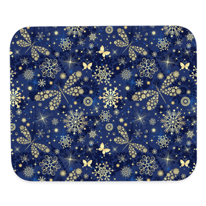 9002 Midnight Blue Dragonflies & Snowflakes MOUSE PAD - white