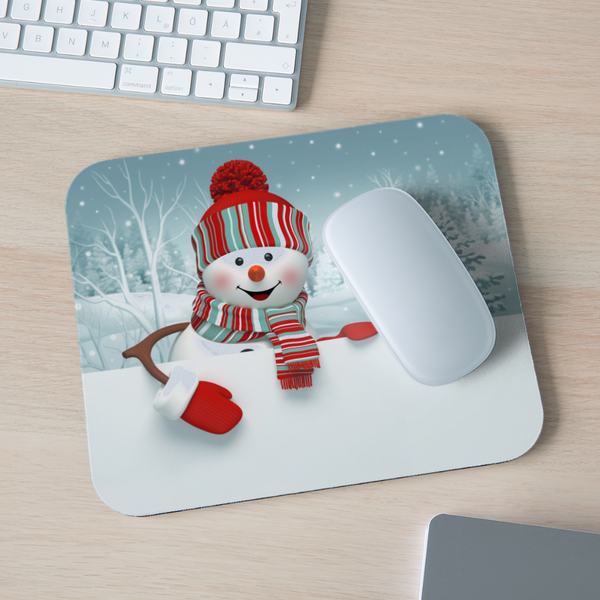 9005 Peeking Snowman MOUSE PAD - white