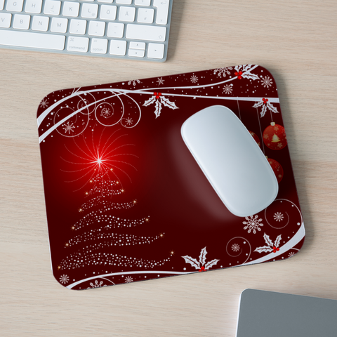 9006 Red Christmas A Glow MOUSE PAD - white