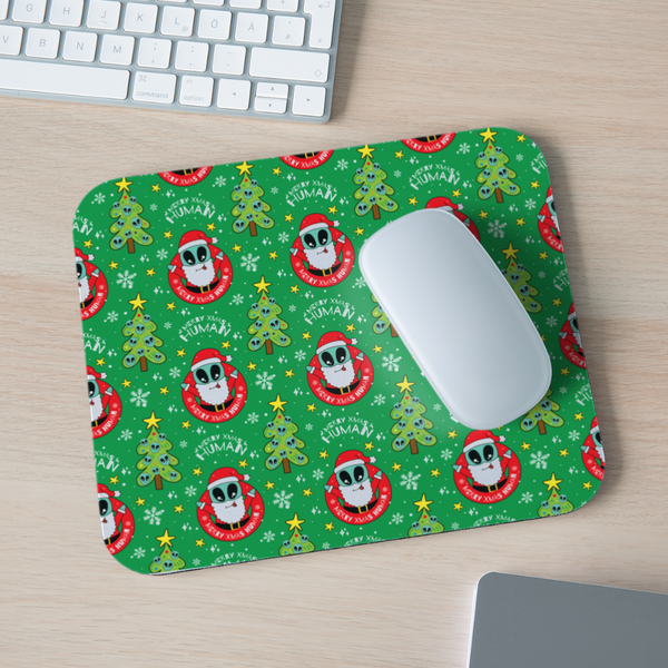 9003 Merry Xmas Human MOUSE PAD - white