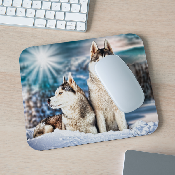 9009 Winter Wolf Duo MOUSE PAD - white