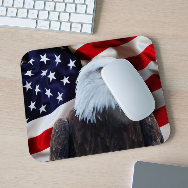 9011 American Eagle w Flag MOUSE PAD - white