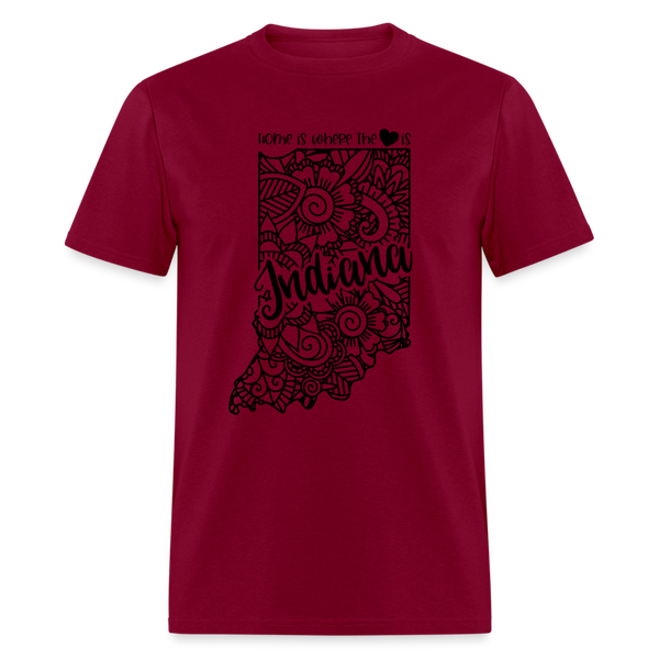 1154 1/4S Home Is Indiana TSHIRT - burgundy