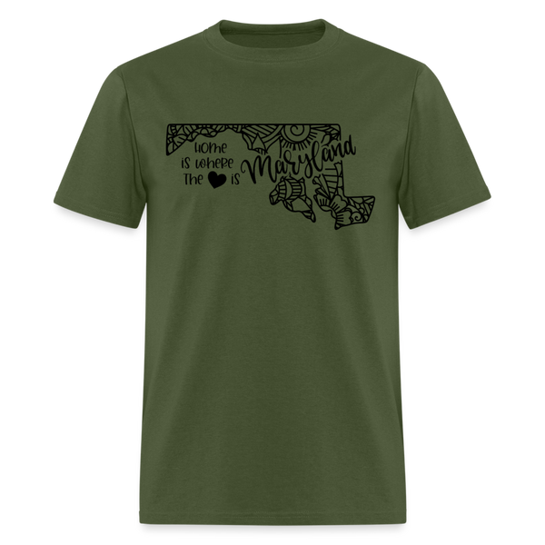 1166 1/4S Home Is Maryland TSHIRT - military green